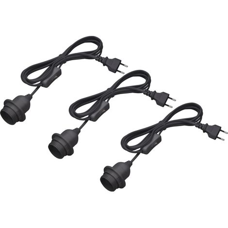 Meister Lampenfassung E27 - 3,5 Meter - schwarz - 3 Stück - Mit Ein-/Ausschalter - Ideal für DIY-Projekte - Geeignet für Steh- & Hängelampen / Lampenaufhängung / Kabel für DIY-Leuchte / 7443900 (1/3)