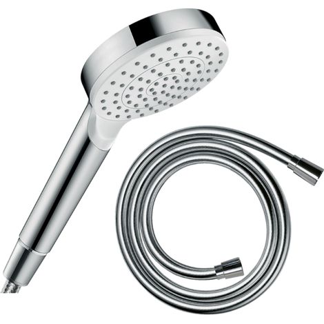 Hansgrohe – Pommeau de douche 10 cm – Flexible Isiflex chromé 160 cm – Jet Rain 1 – Économie d'eau 9 l/min – Protection anti-torsion