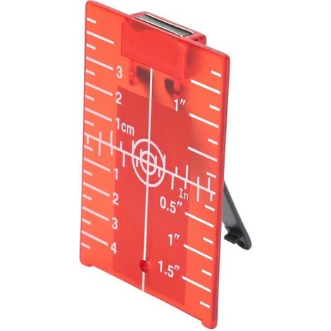 Cible de nivellement laser en plastique magnétique avec support, échelle en pouces et métrique rouge (1/5)