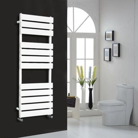 Flat Panel Heated Towel Rail Bathroom Rad Radiator White 1200x450mm