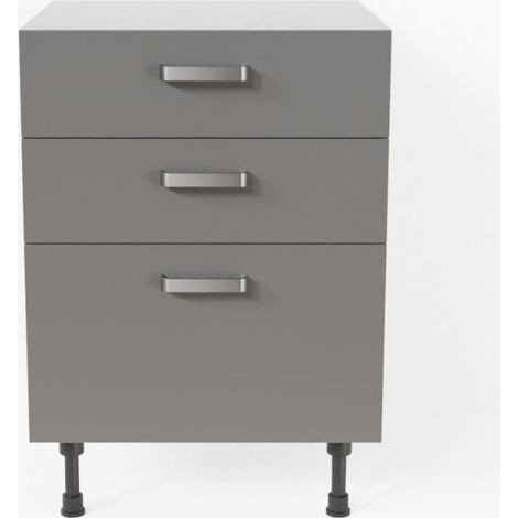 Meuble de cuisine bas Casserolier - 60 cm - Gris