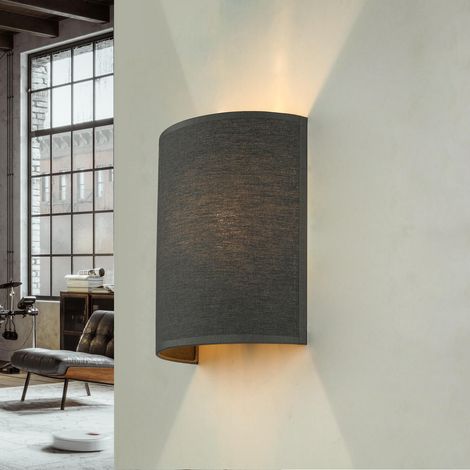 Moderne Wandleuchte Stoff Grau Loft Design E27 ALICE