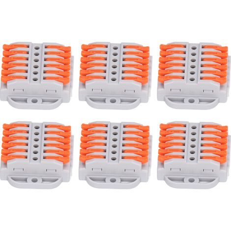 Connecteurs électriques 6 pièces, bornes de jonction ABS cuivre, raccord rapide universel, serre-fils compact pour câblage (1/5)