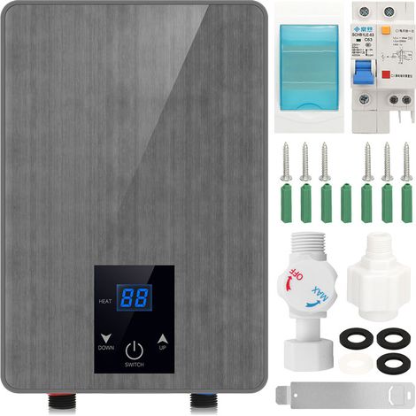 Ej.Life – Chauffe-eau électrique instantané 5,5KW 220V – Affichage LED – Corps chauffant en acier inoxydable – IPX4 pour salle de bain et cuisine