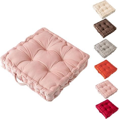 1 Coussin De Sol, Velours Doux, Coton Haute Densité, 38x38x8 Cm, Poignée Renforcée, Pour Yoga Salon Extérieur (1/5)