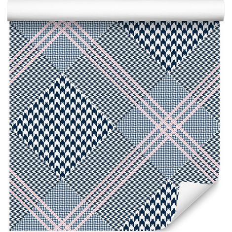 Papel pintado con elegante estampado a cuadros para salón y dormitorio, 50x1000 cm. (1/5)