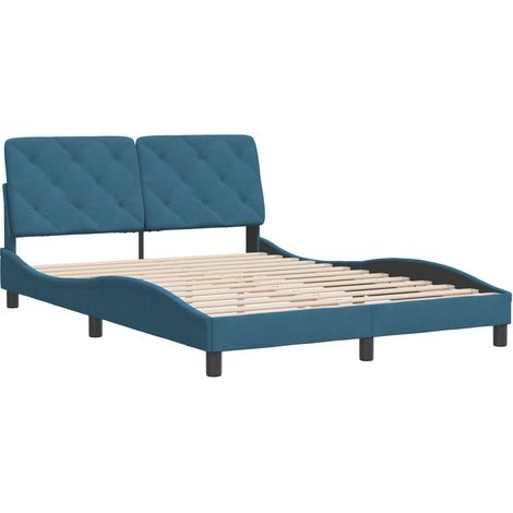 vidaXL Cadre de lit sans matelas bleu 140x190 cm velours (1/5)