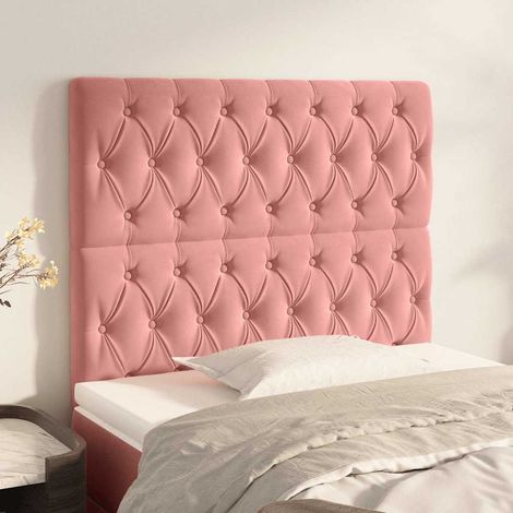 vidaXL Cabecero de cama rosa 90x7x118/128 cm Terciopelo (1/5)