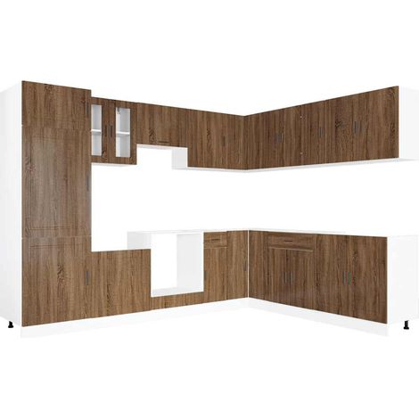 Maison Exclusive - Set Mobili da Cucina 14 pz Porto Rovere Marrone in Truciolato