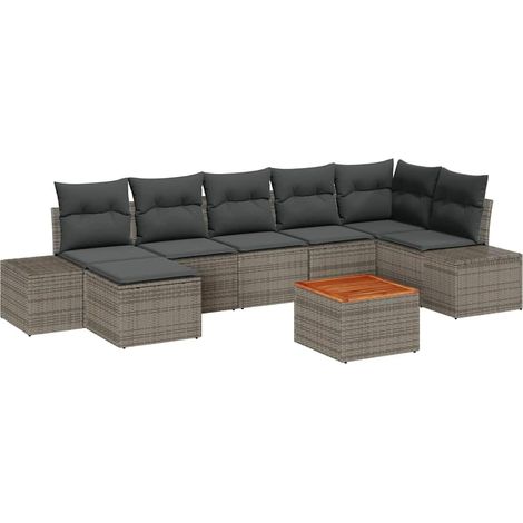 Maison Exclusive - Gartensofa-set mit Kissen 8 pcs Grau Poly-Ratt