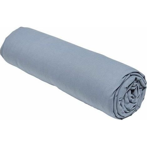 Drap housse TODAY Essential - 140 x 190 cm - 2 personnes - 100% Coton uni - Denim (1/3)