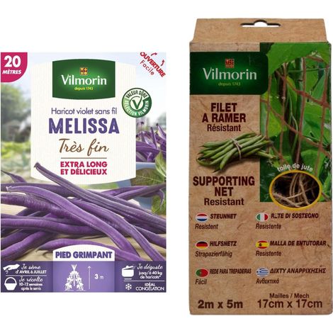 Kit semis Haricot Grimpant Melissa 20m + Filet à ramer Jute - 2m x 5m Vilmorin