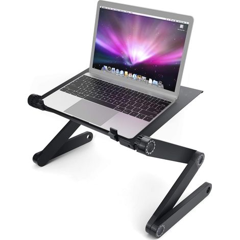 Support PC Portable Lit avec Pieds Pliables et Angle Réglable à 360° Noir (1/5)