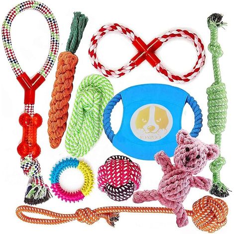 Ensemble Lot de 10 de Jouets pour Chien, durables mâcher Corde Jouet Solitude Petits et Moyens Chiens santé (multicolore) (1/5)