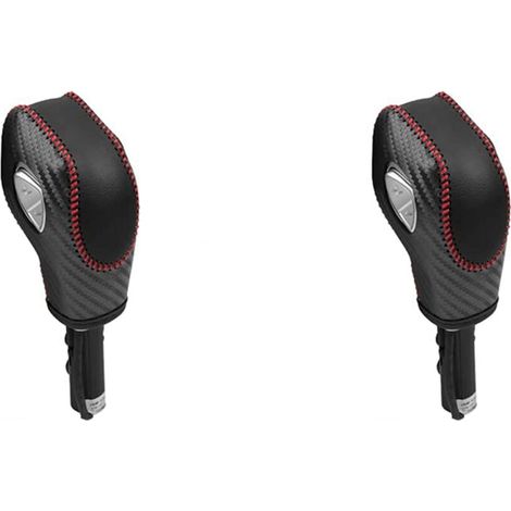 Adecuado para 2 fundas de pomo de palanca de cambios de PU con textura de fibra de carbono roja, compatibles con EcoSport, Escape/Fusion. (1/3)