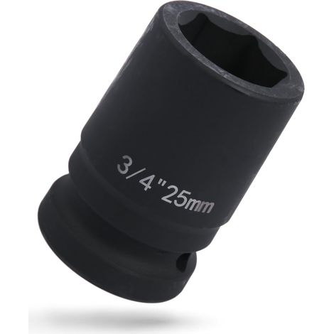 Douille puissante 3/4" 25 mm, 6 pans en acier Cr-V, pour visseuse à percussion, qualité industrielle (1/5)
