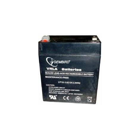 Gembird 12V, 5Ah - USV-Systembatterien (5Ah, verschlossene Bleisäure (VRLA), 5 Ah, 12 V, 1,6 kg, 90 mm, 106 mm) Schwarz