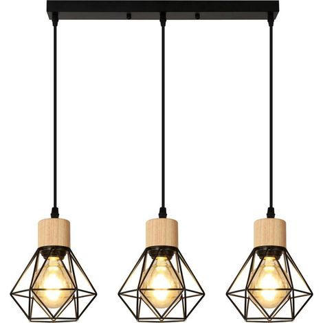 Lustre industriel, plafonnier cage en métal, suspension vintage, lampe suspendue, longueur de corde de suspension réglable (sans ampoule) (1/4)