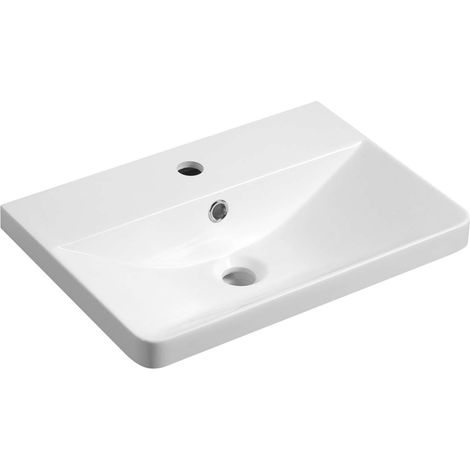 Aqualine Sen - Waschbecken 51x35 cm, mit Überlauf, Hahnloch, weiß SN510 (1/5)