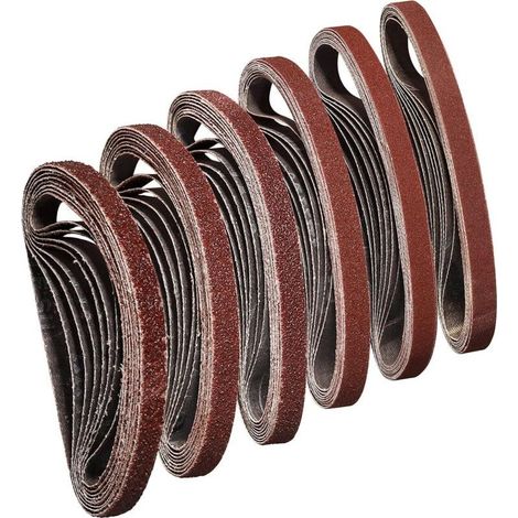 Schleifband 10x330 mm 40/60/80/120/180/240 zum Schleifen, Polieren und Entstauben, ideal für Holz (48 Stück) (1/5)
