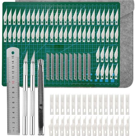 106tlg. Bastelmesser Set mit 100 Ersatzklingen & Schneidematte