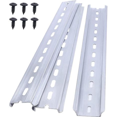 3 pièces Rail DIN 35 mm, rail en Aluminium, pour un disjoncteur ou un relai l'armoire de Distribution, largeur 35 mm, longueur 250 mm, hauteur 7,5 mm DIN-250-L (1/5)
