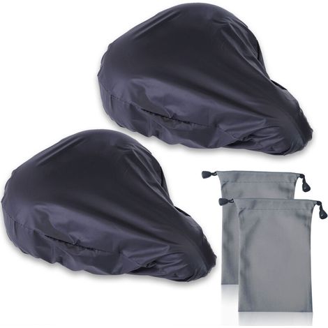 Set of 2 waterproof bicycle saddle covers, black elastic saddle cover with 2 waterproof storage bags, dustproof cover for mountain bike saddle - AquaForge (1/5)