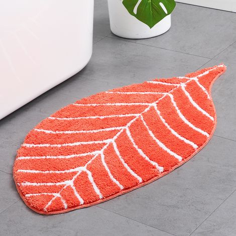 Tapis Douche Antidérapant Haute Absorption Forme Feuille Séchage Rapide Pour Salle de Bain Familiale Enfants-4060cm