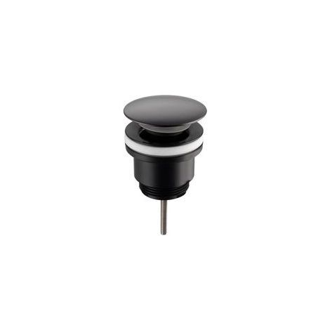 Tappo di scarico per lavabo da bagno con troppopieno, a scomparsa, nero (1/4)