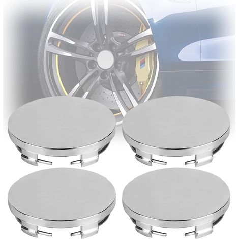 4 Pièces Capuchons Centre Moyeu, 60mm Plastique ABS Cache-Moyeu, Centre De Jante Capuchons, OD 60mm ID 56mm, Cache Moyeu Centre De Roue, pour Jantes Enjoliveurs Accessoires pour Voitures Argent (1/5)