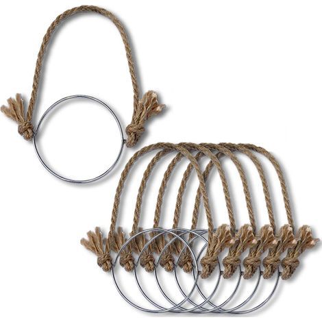 Wire Hanger - Stainless Steel Handle + Burlap Rope - For Regular Mouth Mason Jar - 6 Pack (1/4)