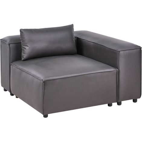 Fauteuil Moderne Minimaliste d'Angle en Cuir PU Modulable Rembourré Noir Brande (1/5)