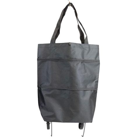 Borsa per la spesa pieghevole 2 in 1 con ruote - Borsa portatile - Piccolo ciondolo - Riutilizzabile - Per casa e supermercato - Nera (1/5)