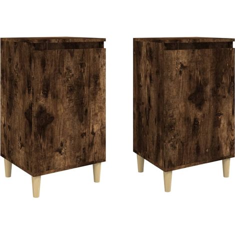 Juego de 2 mesitas de noche con compartimento con puerta 40 x 35 x 70 cm madera contrachapada marrón DEC035111