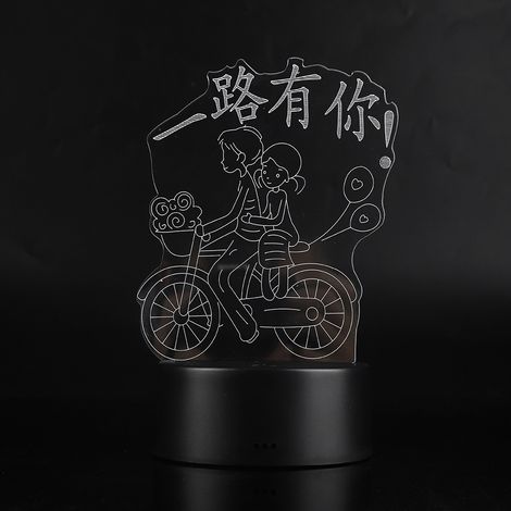 3D-Acryl-USB-Lampe (4,5 V) mit schwarzem Sockel, Berührungsschalter, 7 wechselnden Farben und dekorativem Lichtmuster für stimmungsvolles Ambiente. (1/5)