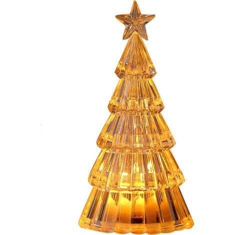 Arbre De Noël Lumineux - Lampe De Nuit À Led En Acrylique - Décoration De Table Et Chevet - Fonctionne Sur Piles - Hauteur 15,2 Cm - 1 Pièce (1/3)