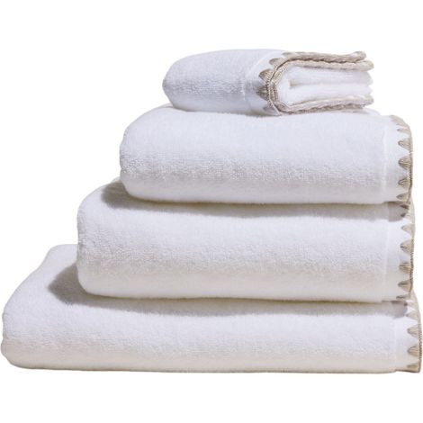 Serviette de toilette en Éponge unie et point feston triangulaire NERYDA (1/4)