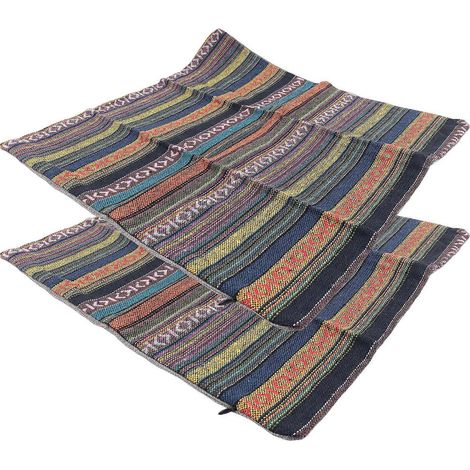 Lot de 2 housses de coussin décoratives bohèmes à rayures multicolores style rétro mexicain, pour canapé, 45 x 45 cm (1/5)