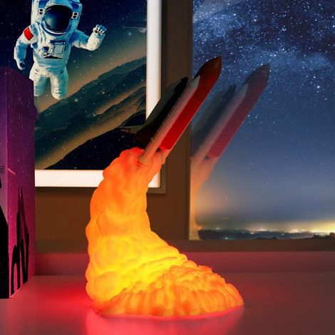 Filiyano – Lampe de nuit fusée imprimée en 3D, lampe de bureau en forme de navette spatiale (1/5)