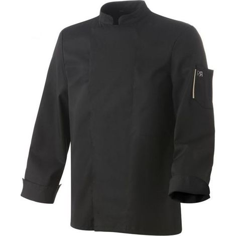 Veste de cuisine mixte manches longues Robur Nero Noir 3XL.