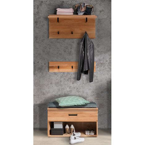 Garderoben Set LEUNA-64 in Eiche massiv geölt, B/H/T: ca. 80/200/39 cm (1/4)