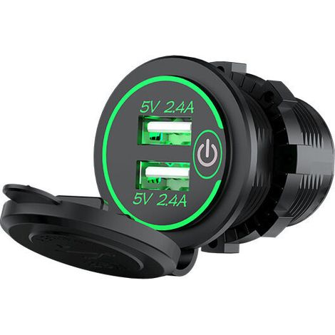 DEESSE SHOP - Double prise de chargeur de voiture USB 4,8 A Prise de courant étanche pour chargeur de voiture Adaptateur de chargeur de voiture à charge rapide pour véhicules 12 V 24 V Voiture Bateau (1/5)