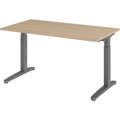 bümö Schreibtisch Serie-XB Rechteck: 140 x 80 cm Eiche Graphit (1/5)