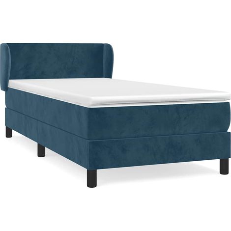 Lit simple  Lit adulte  Sommier à lattes de lit avec matelas Bleu foncé 90x190 cm