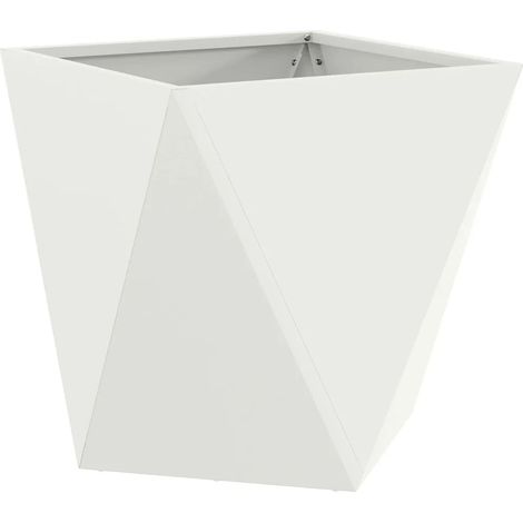 Macetero moderno para exteriores de 40 x 40 x 40 cm con elegante textura de acero blanco 020053064 (1/5)