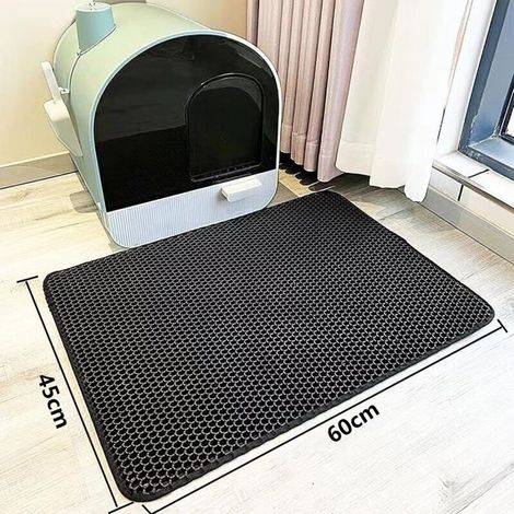 Tapis Litiere Chat,Tapis de Litire pour Chat Avec Couche Antidrapante,Tapis pour chat Impermable, Antidrapant, Tapis Chat, Tapis de Toilette Chat pour Les Types de Chat Bac Litire (Gris) (1/3)