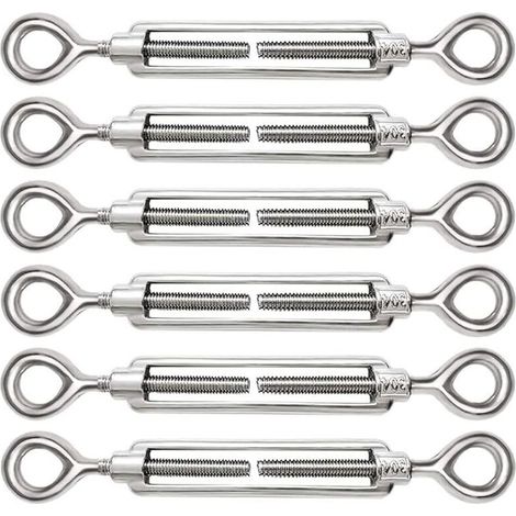 6 Pièces Tendeur Cable M5 Tendeur Cable Inox 304 Réglable Oeil de Ridoir et Oeil pour Tendeur de Fil Cable Acier Corde Crochet Tendeur Accessoires (1/5)