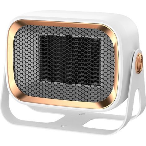 Mini electric heater, heats up in 1 second, 2 temperature settings, tip-over protection, silent operation, white. (1/4)