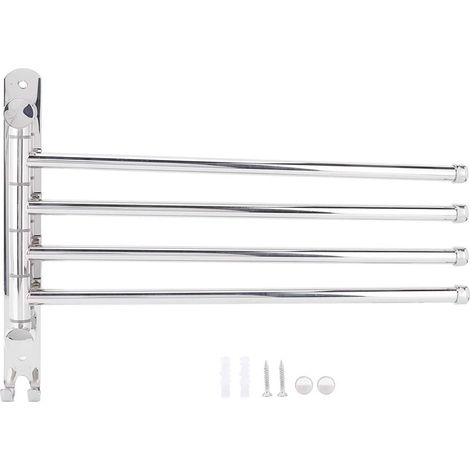 Porte-serviettes mural rotatif à 4 barres en acier inoxydable, gain de (1/5)