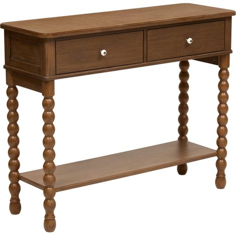 Mesa auxiliar Mona rectangular, 35 x 100 cm, con 2 cajones, color marrón - Atmosphera créateur d'intérieur (1/5)